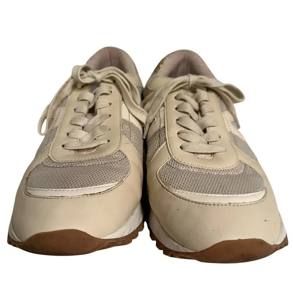 Dolce‎ Vita Markus Ivory Leather Mesh Sneakers Gold Womens 9.5